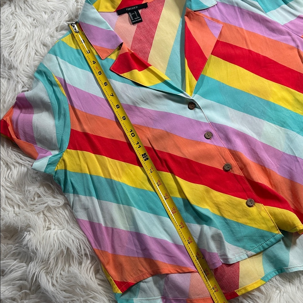 Forever 21 • Rainbow Candy Striped Cropped Button Up - Picture 8 of 12